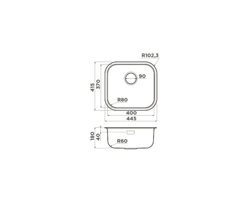 Omoikiri Omi 44-U/I-AB Кухонная мойка нерж. сталь 44,5x41,5 см, цвет: латунь 4993190