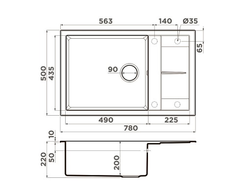 Omoikiri Sumi 78-LB-WH Кухонная мойка Tetogranit 78x50 см, цвет: белый 4993722
