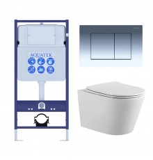 Set AQUATEK ВЕГА (рама AQUATEK Standard INS-0000012 с звукоиз.прокладкой+крепеж KKI-0000002+кнопкаKDI-0000010+унитаз ВЕГА AQ1905-00 с крышкой-сиденьем Set AQUATEK ВЕГА-010 4в1