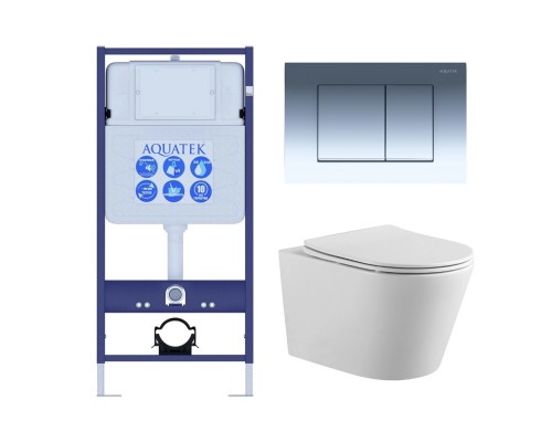 Set AQUATEK ВЕГА (рама AQUATEK Standard INS-0000012 с звукоиз.прокладкой+крепеж KKI-0000002+кнопкаKDI-0000010+унитаз ВЕГА AQ1905-00 с крышкой-сиденьем Set AQUATEK ВЕГА-010 4в1