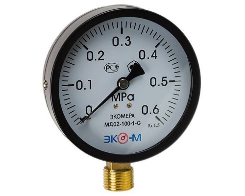 Манометр Экомера МД-02-100мм, 0...0,6 МПа,  0...160°C, G 1/2 (исп.2)