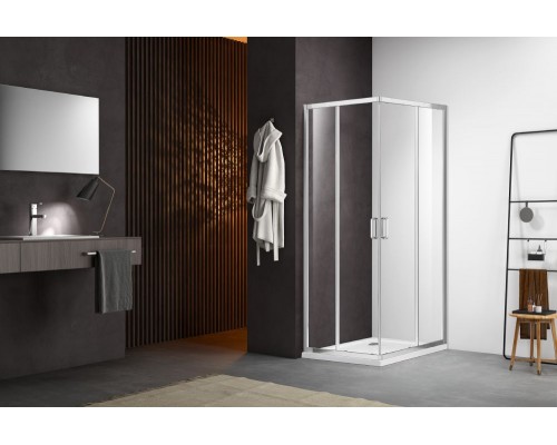 AQ ARI KV 09020CH Душевой уголок квадратный, двери раздвижные 900x900x2000 профиль хром, стекло прозрачное AQ ARI KV 09020CH