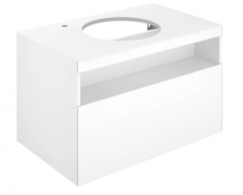 32864300100 STAGELINE Тумба под умывальник 800x550x490mm,1 ящик,oтверстие под смеситель слева,с освещением,pозеткa и USB,пластиковый сифон,цв.белый 32864300100