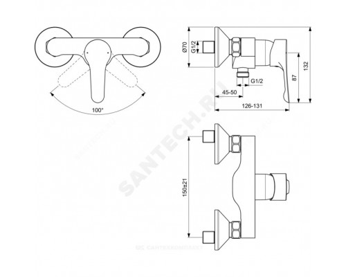 Смес/душ ALPHA однор б/к Ideal Standard BC488AA