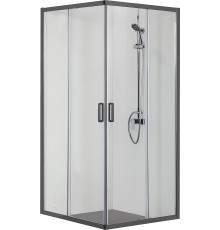 AQ ARI KV 09020BL Душевой уголок квадратный, двери раздвижные 900x900x2000 профиль черный, стекло прозрачное AQ ARI KV 09020BL