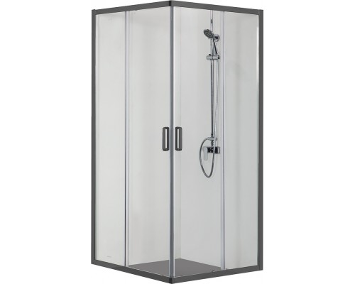 AQ ARI KV 09020BL Душевой уголок квадратный, двери раздвижные 900x900x2000 профиль черный, стекло прозрачное AQ ARI KV 09020BL