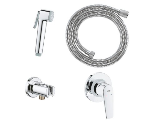 29328000 BauFlow Готовый комплект для гигиен душа: встраиваемый смеситель, гигиен душ со шлангом и держателем, хром 29328000