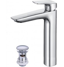 AQ1005CR ВЕГА смеситель для раковины высокий 227 с донным клапаном AQ1005CR