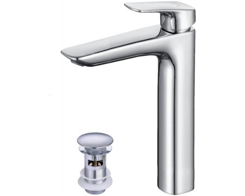 AQ1005CR ВЕГА смеситель для раковины высокий 227 с донным клапаном AQ1005CR