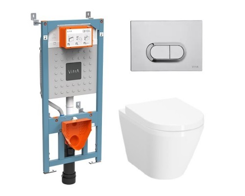 9004B003-7202 Комплект: Integra Round у-з подвес. б/о с тонкой дюропластовой крышкой МЛ+ инсталляция+ панель смыва матовый хром 9004B003-7202