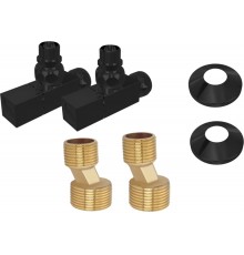 Комплект 2шт.: вентиль квадрат г/ш 3/4х1/2, эксцентрик 3/4х1/2, отражатель 3/4, цвет черный муар AQ 2020BL