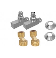 Комплект 2шт.: вентиль квадрат г/ш 3/4х1/2, эксцентрик 3/4х1/2, отражатель 3/4, цвет хром AQ 2020CH