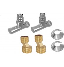 Комплект 2шт.: вентиль круглый г/ш 3/4х1/2, эксцентрик 3/4х1/2, отражатель 3/4, цвет хром AQ 1020CH