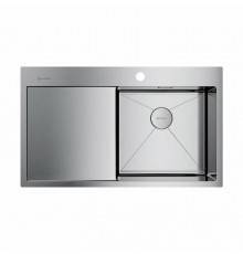 Мойка, OMOIKIRI, Akisame, шгв 860-510-200, отверстия для смесителя-1, чаша справа, цвет-нержавеющая сталь
