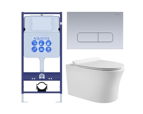 SET AQUATEK НИКА-014 4в1 (рама AQUATEK Standard INS-0000012+крепеж KKI-0000002+клавиша KDI-0000014+унитаз НИКА AQ2009-00 с тонким сиденьем soft-close) SET AQUATEK НИКА-014 4в1