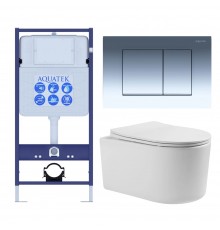 SET AQUATEK МИЯ 4в1 (рама AQUATEK Standard INS-0000012+ кркпеж KKI-0000002+клавиша KDI-0000010+унитаз МИЯ AQ2004-00 с тонким сиденьем soft-close SET AQUATEK МИЯ-010 4в1