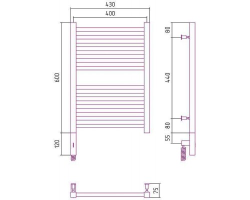 Сунержа Модус 3.0 Полотенцесушитель электрический 40x60h, лев., цвет: мат. шампань 022-5700-6040