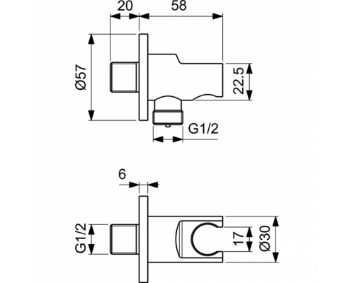 BC807XG IDEALRAIN Держатель с подключением душевой лейки 1/2 матовый черный BC807XG