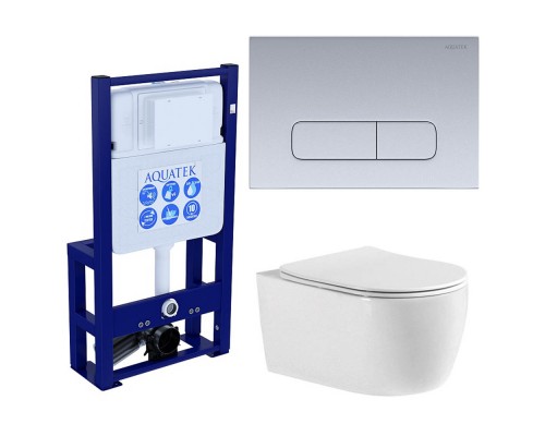 Set AQUATEK ЕВРОПА-014 3в1 (рама AQUATEK INS-0000016 отдельностоящая +кнопкаKDI-0000014+унитаз ЕВРОПА AQ1106-00 с крышкой-сиденьем Set AQUATEK ЕВРОПА-014 3в1