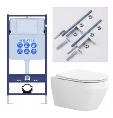 SET AQUATEK ЛЕЯ Т (рама AQUATEK Standard INS-0000012 (без клавиши)KKI-0000001 крепёж+унитаз ЛЕЯ AQ1199T-00 с тонким сиденьем soft-close SET AQUATEK ЛЕЯ Т