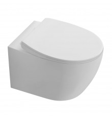 AQ1582T-00 СИРИУС Унитаз подвесной TORNADO безободковый 520360350, тонкое сиденье с механизмом плавного закрывания, крепеж AQ1582T-00