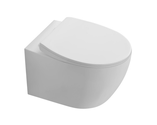 AQ1582T-00 СИРИУС Унитаз подвесной TORNADO безободковый 520360350, тонкое сиденье с механизмом плавного закрывания, крепеж AQ1582T-00
