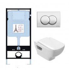 EDF103-CP Унитаз c инсталляцией Struktura, сиденье тонкое микролифт, панель для двойного смыва, хром (E36495-NF+E36496-CP+EDF102-00+E70025-00) EDF103-CP