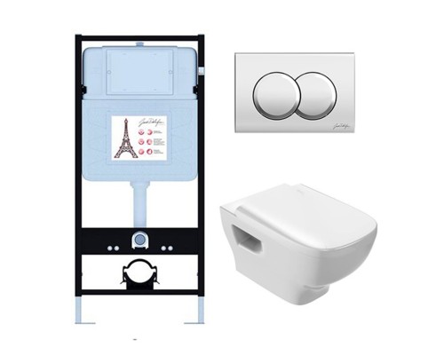 EDF103-CP Унитаз c инсталляцией Struktura, сиденье тонкое микролифт, панель для двойного смыва, хром (E36495-NF+E36496-CP+EDF102-00+E70025-00) EDF103-CP