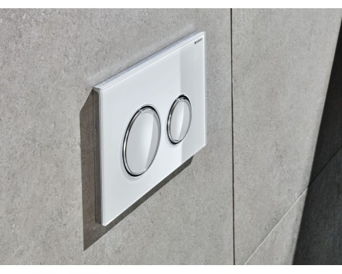 115.085.KJ.1 Смывная клавиша Geberit Omega20 для двойного смыва к 111.003/030/060 белый/глянцевый хром 115.085.KJ.1