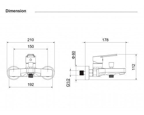 AQ1740CR ЛУГАНО смеситель для ванны AQ1740CR