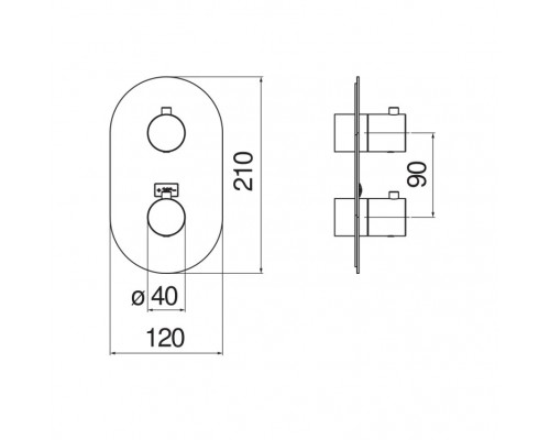 WE00102/TFLP LIVE термостатический смеситель для ванны (внешняя часть), глянцевый черный WE00102/TFLP