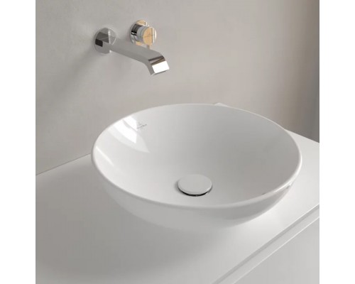 4A46 0001 LOOPFRIENDS Раковина для установки на столешницу D=420 mm, TitanCeram, с переливом, нешлифованный, Альпийский белый 4A460001