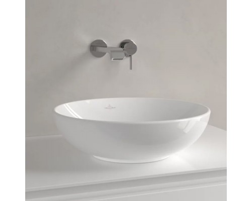 4A46 0001 LOOPFRIENDS Раковина для установки на столешницу D=420 mm, TitanCeram, с переливом, нешлифованный, Альпийский белый 4A460001