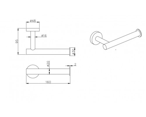 AQ4008MB ВЕГА бумагодержатель, матовый черный AQ4008MB