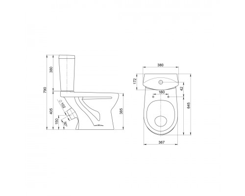 1P4013S0000BF Унитаз-компакт Ультра белый, сидение полипропилен (арт. 188013S0020B0), кос вып 1.P401.3.S00.00B.F