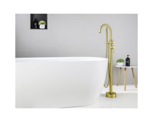 AQ1345BG ЕВРОПА смеситель для ванны напольный, шлиф. золото AQ1345BG