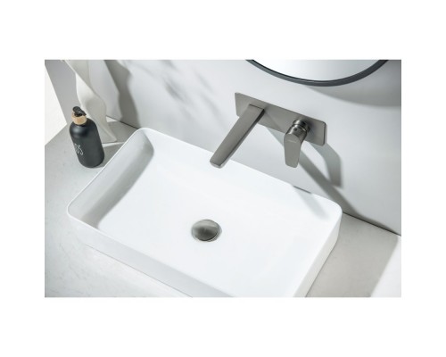 AQ1113BGM БЕТТА смеситель для раковины настенный (внешняя и скрытая часть), оружейная сталь (шлиф. черный хром) AQ1113BGM