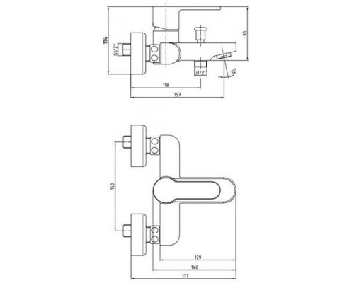 102102475EX NITA смеситель для ванны 102102475EX