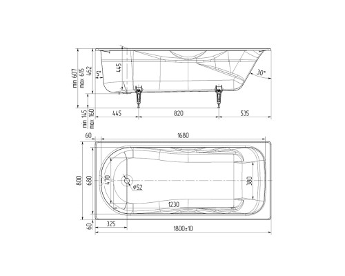 Wotte Comfort 1800х800х462 ванна чугунная (БП-э00д1475) Comfort 1800x800