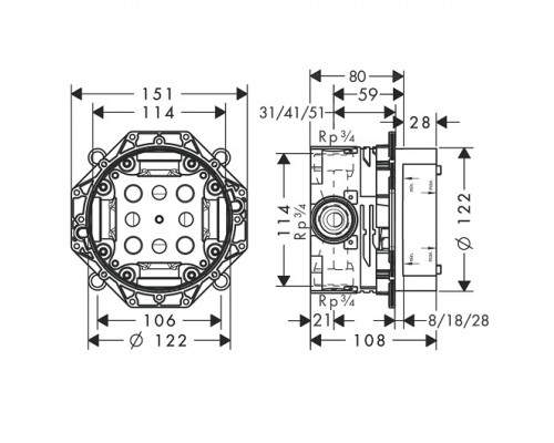 15764000S Set HG Select запорный/переключающий вентиль на 3 потр. (15764000+01800180) 15764000S