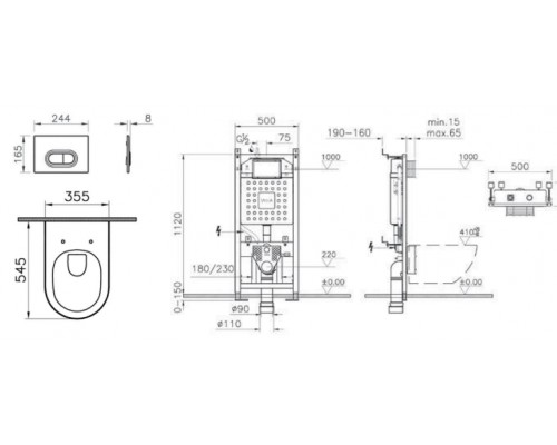 9004B003-7202 Комплект: Integra Round у-з подвес. б/о с тонкой дюропластовой крышкой МЛ+ инсталляция+ панель смыва матовый хром 9004B003-7202