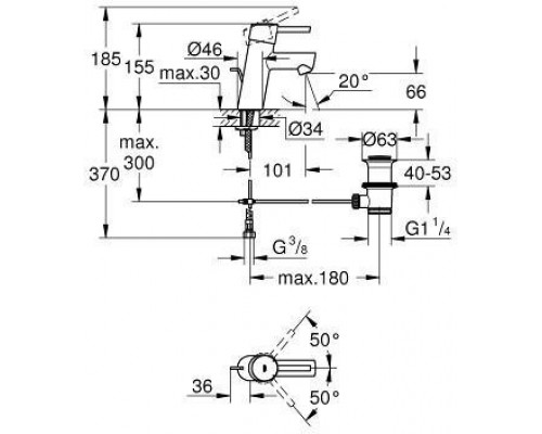 32204001 Concetto New Смес.д.раков, гибк.подводка, хром 32204001