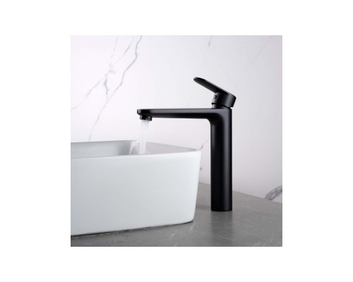 AQ1804MB НИКА смеситель для раковины высокий 190 без донного клапана, матовый черный AQ1804MB