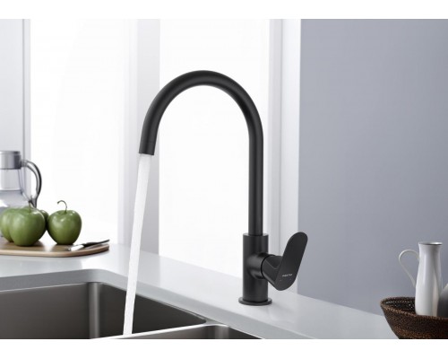 AQ1282MB ОБЕРОН смеситель для кухни, матовый черный AQ1282MB