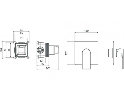 AQ1466MB ЛИРА смеситель для душа 1 режим (внешняя и скрытая часть), матовый черный AQ1466MB