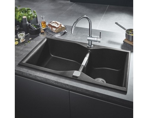 31658AP0 K700 Мойка с 2 чашами, 900 x 500 мм, черный гранит (3 шт.- пал.) 31658AP0