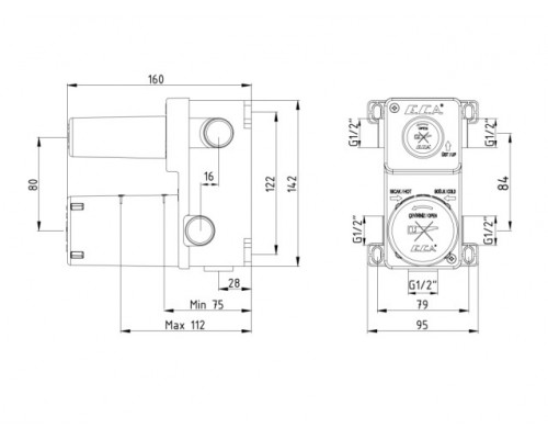 102166301C1EX скрытая часть для смесителя 3 режима матовый черный 102166301C1EX