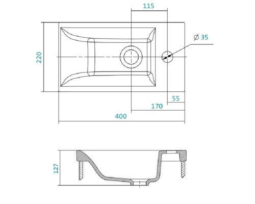 1.WH30.2.500 МИРАНДА умывальник 40 см 1.WH30.2.500