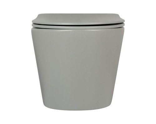 AQ1901-MG ЕВРОПА Унитаз подвесной безободковый 525360320мм, тонкое сиденье с механизмом плавного закрывания, крепеж, цвет матовый серый AQ1901-MG