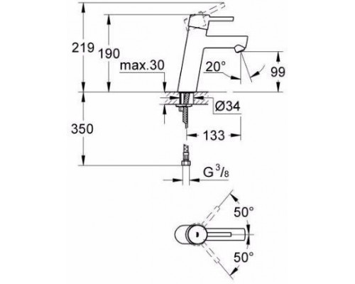 23451001 Concetto Смеситель для раковины,средний излив, гладкий корпус, хром 23451001